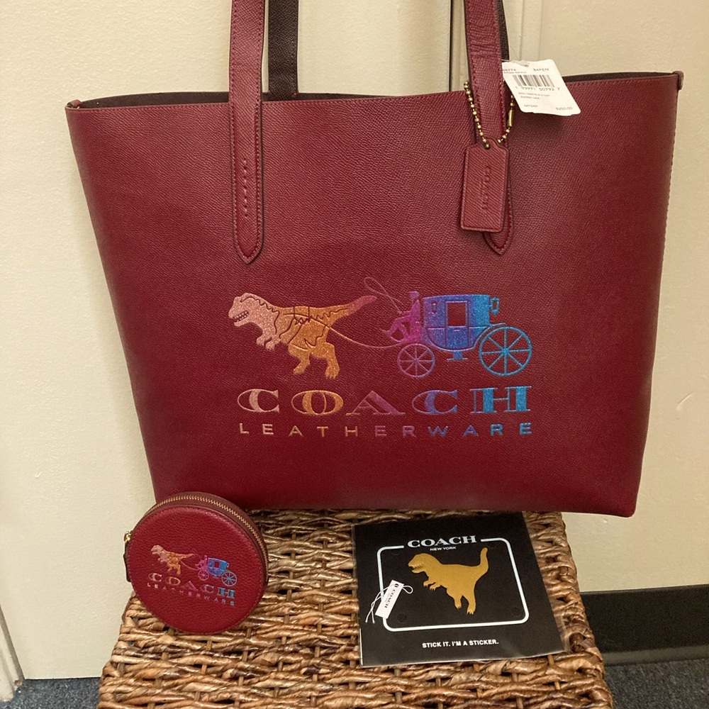 Coach Rexy Deep Red/glitter Tote/purse set NWT